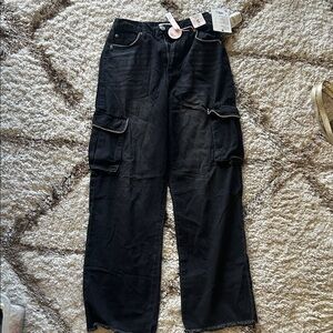 Black Boot Cut Cargo Pants